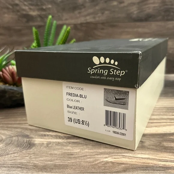 NIB Spring Step Fredia Laser Cut Leather Moc Moccasin Flats Loafer Blue - Picture 13 of 14